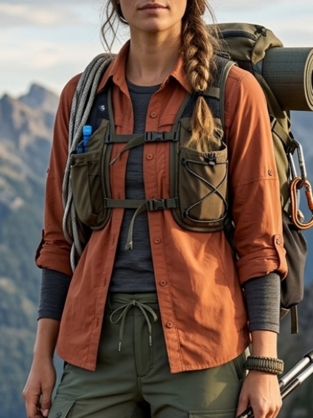 REI Co-op Sahara Long Sleeve Hiking Shirt S Burnt Orange Rust UPF 50 Gorpcore